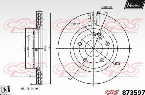 Maxtech 873597.0080 - Тормозной диск autospares.lv