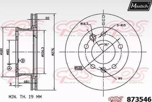 Maxtech 873546.6060 - Тормозной диск autospares.lv