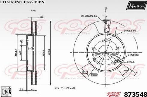 Maxtech 873548.0080 - Тормозной диск autospares.lv