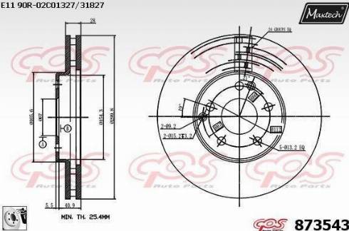 Maxtech 873543.0080 - Тормозной диск autospares.lv