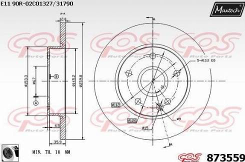 Maxtech 873559.0060 - Тормозной диск autospares.lv