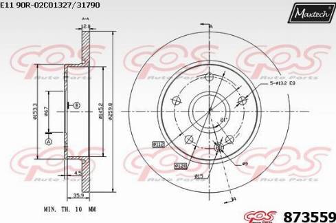 Maxtech 873559.0000 - Тормозной диск autospares.lv