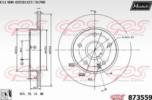 Maxtech 873559.0080 - Тормозной диск autospares.lv