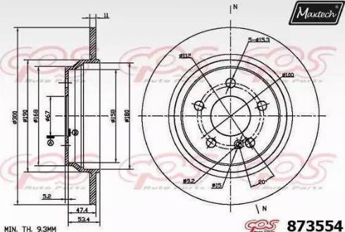 Maxtech 873554.0000 - Тормозной диск autospares.lv