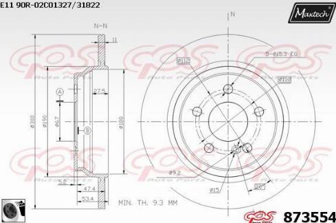 Maxtech 873554.0060 - Тормозной диск autospares.lv