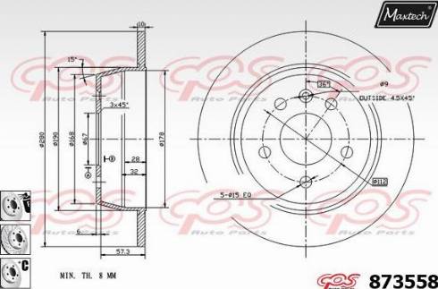 Maxtech 873558.6980 - Тормозной диск autospares.lv