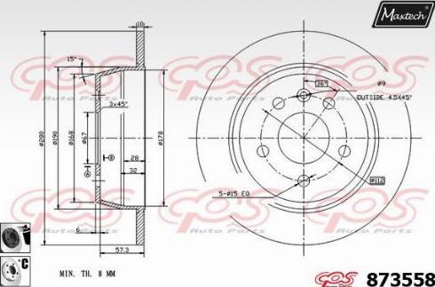 Maxtech 873558.6060 - Тормозной диск autospares.lv