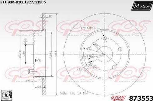 Maxtech 873553.0080 - Тормозной диск autospares.lv