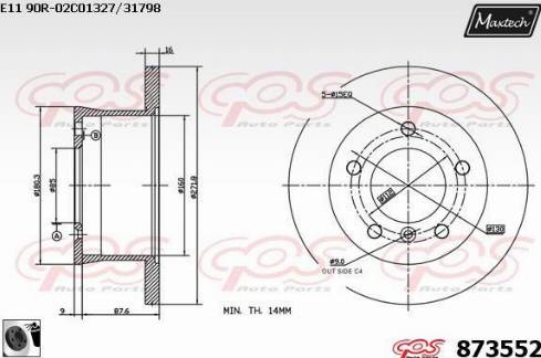 Maxtech 873552.0060 - Тормозной диск autospares.lv