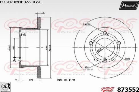 Maxtech 873552.0080 - Тормозной диск autospares.lv