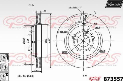 Maxtech 873557.6980 - Тормозной диск autospares.lv