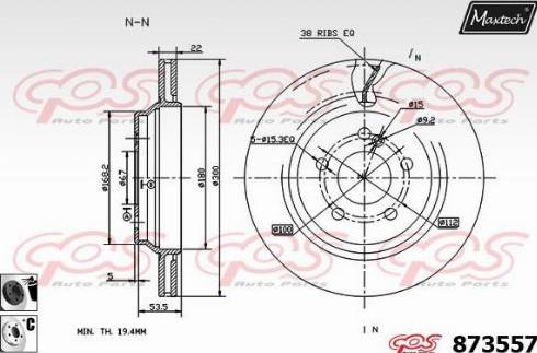 Maxtech 873557.6060 - Тормозной диск autospares.lv