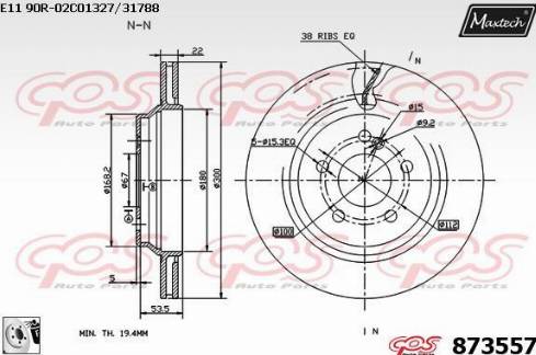 Maxtech 873557.0080 - Тормозной диск autospares.lv