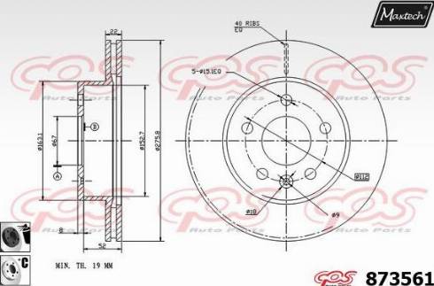 Maxtech 873561.6060 - Тормозной диск autospares.lv