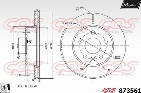 Maxtech 873561.0080 - Тормозной диск autospares.lv