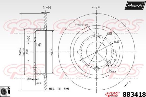 Maxtech 873561 - Тормозной диск autospares.lv