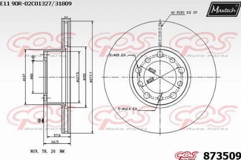 Maxtech 873509.0000 - Тормозной диск autospares.lv