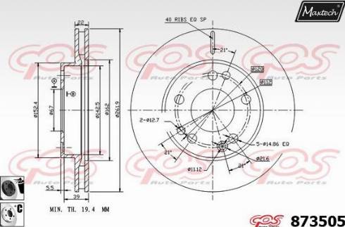 Maxtech 873505.6060 - Тормозной диск autospares.lv