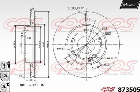 Maxtech 873505.6980 - Тормозной диск autospares.lv