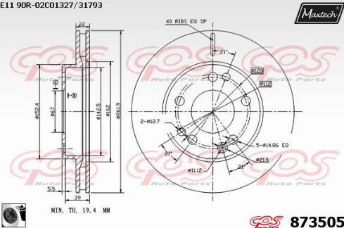 Maxtech 873505.0060 - Тормозной диск autospares.lv