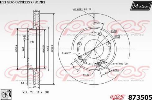 Maxtech 873505.0080 - Тормозной диск autospares.lv