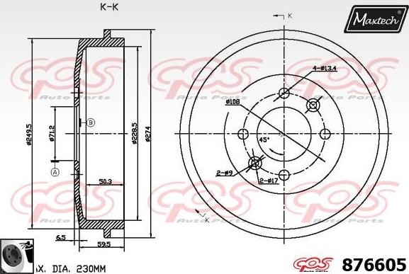 Maxtech 873505 - Тормозной диск autospares.lv