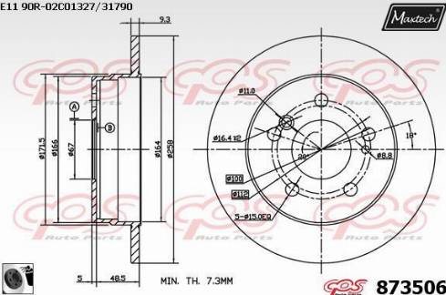 Maxtech 873506.0060 - Тормозной диск autospares.lv