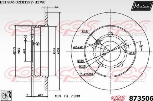 Maxtech 873506.0080 - Тормозной диск autospares.lv