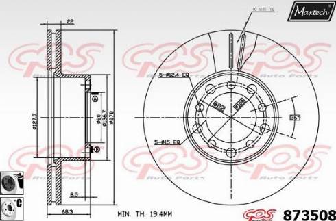 Maxtech 873508.6060 - Тормозной диск autospares.lv