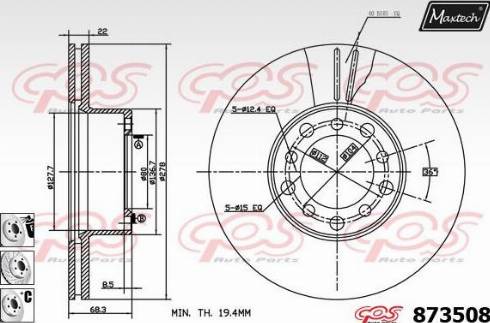 Maxtech 873508.6880 - Тормозной диск autospares.lv