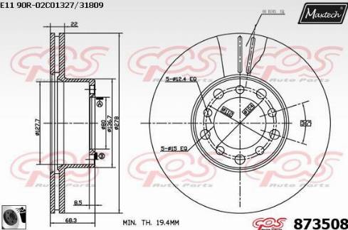 Maxtech 873508.0060 - Тормозной диск autospares.lv