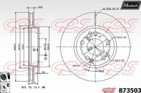 Maxtech 873503.6060 - Тормозной диск autospares.lv