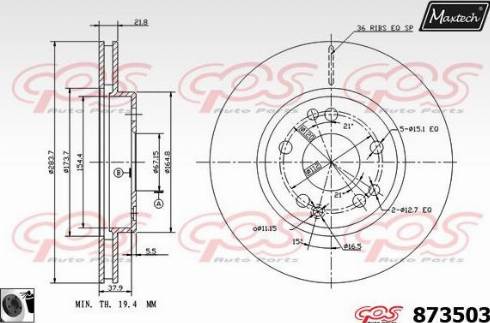 Maxtech 873503.0060 - Тормозной диск autospares.lv