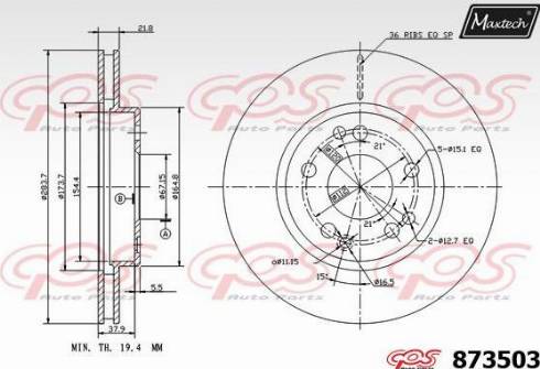 Maxtech 873503.0000 - Тормозной диск autospares.lv