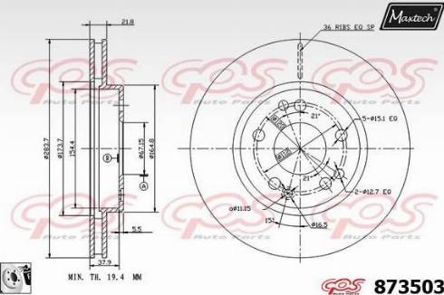 Maxtech 873503.0080 - Тормозной диск autospares.lv