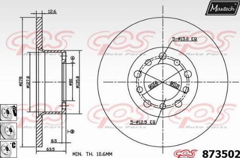 Maxtech 873502.6980 - Тормозной диск autospares.lv