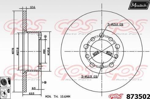 Maxtech 873502.6060 - Тормозной диск autospares.lv