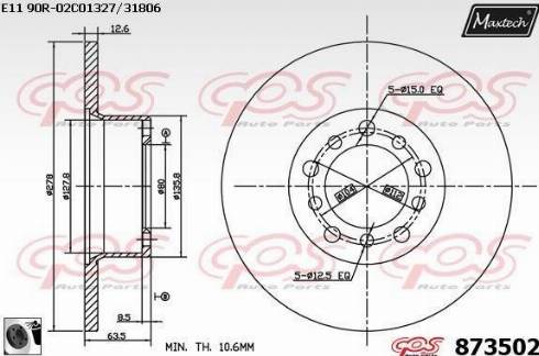 Maxtech 873502.0060 - Тормозной диск autospares.lv