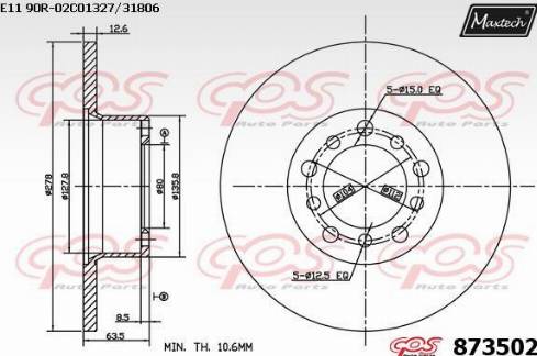 Maxtech 873502.0000 - Тормозной диск autospares.lv