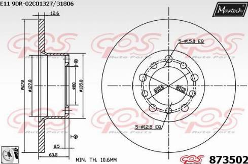 Maxtech 873502.0080 - Тормозной диск autospares.lv