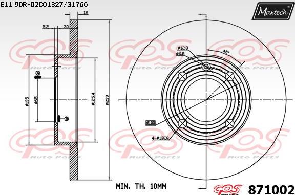 Maxtech 873507 - Тормозной диск autospares.lv