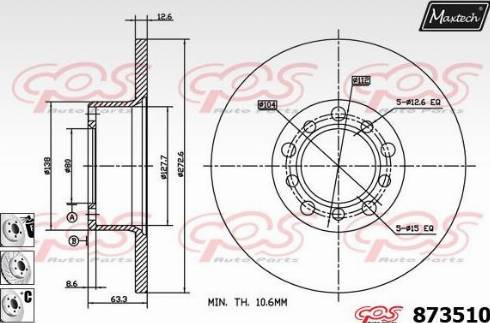 Maxtech 873510.6980 - Тормозной диск autospares.lv