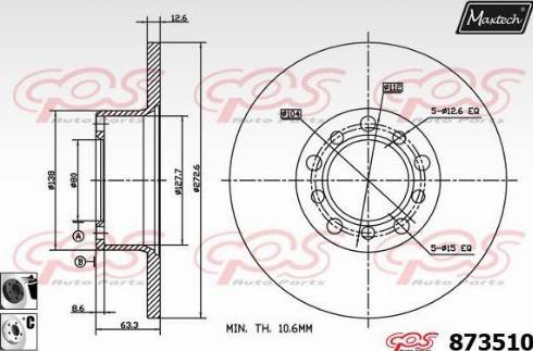 Maxtech 873510.6060 - Тормозной диск autospares.lv