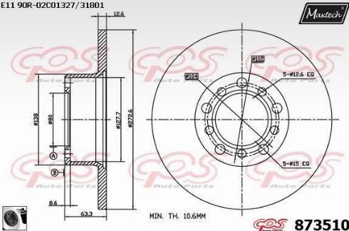 Maxtech 873510.0060 - Тормозной диск autospares.lv