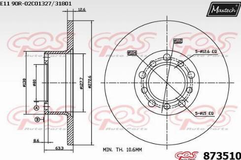 Maxtech 873510.0000 - Тормозной диск autospares.lv