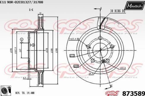 Maxtech 873589.0060 - Тормозной диск autospares.lv