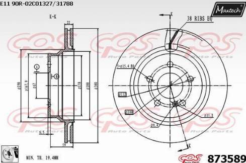 Maxtech 873589.0080 - Тормозной диск autospares.lv