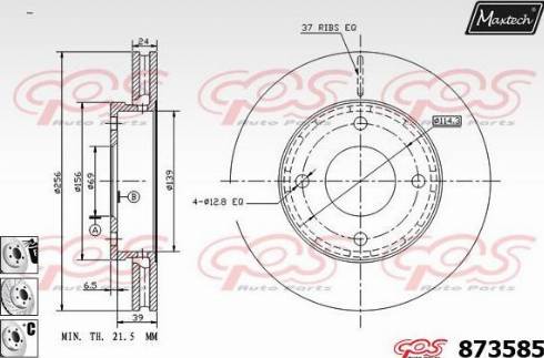 Maxtech 873585.6880 - Тормозной диск autospares.lv