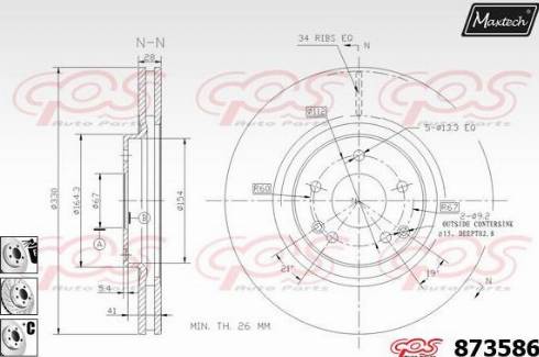 Maxtech 873586.6980 - Тормозной диск autospares.lv