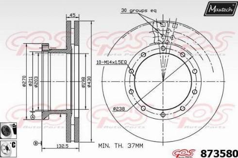 Maxtech 873580.6060 - Тормозной диск autospares.lv